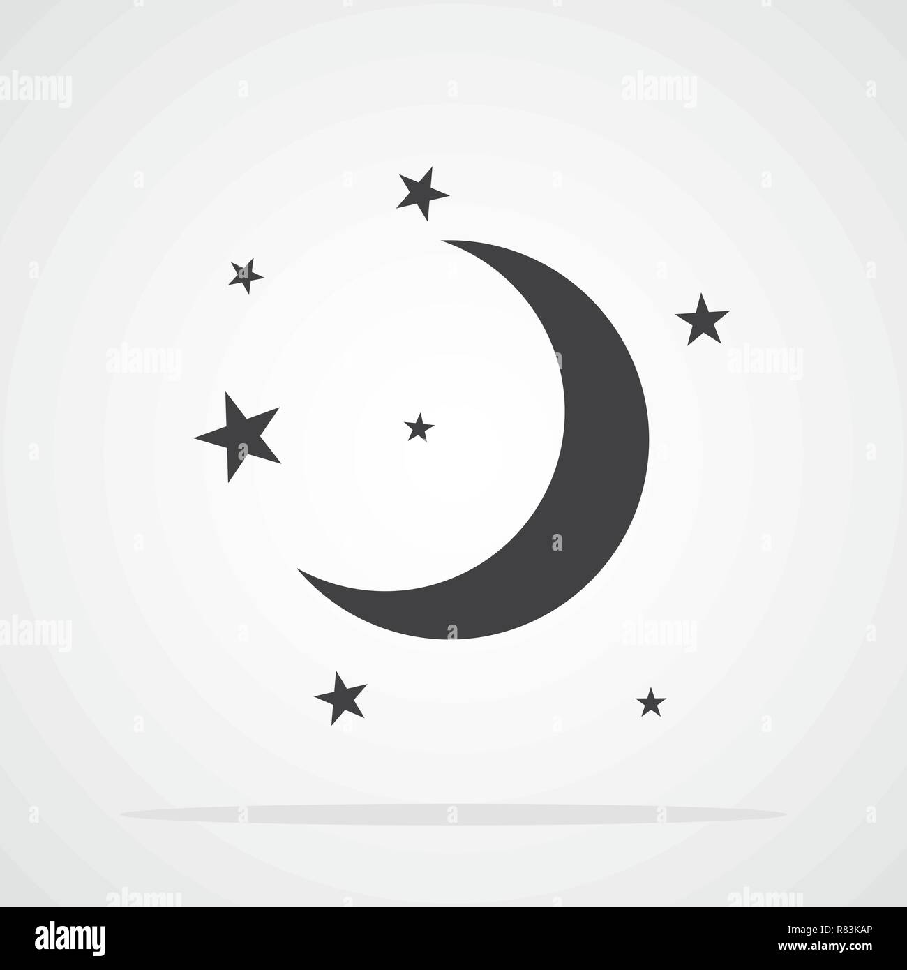 Grau Mond und Sterne Symbol isoliert. Vector Illustration. Schlaf oder Traum Konzept Stock Vektor