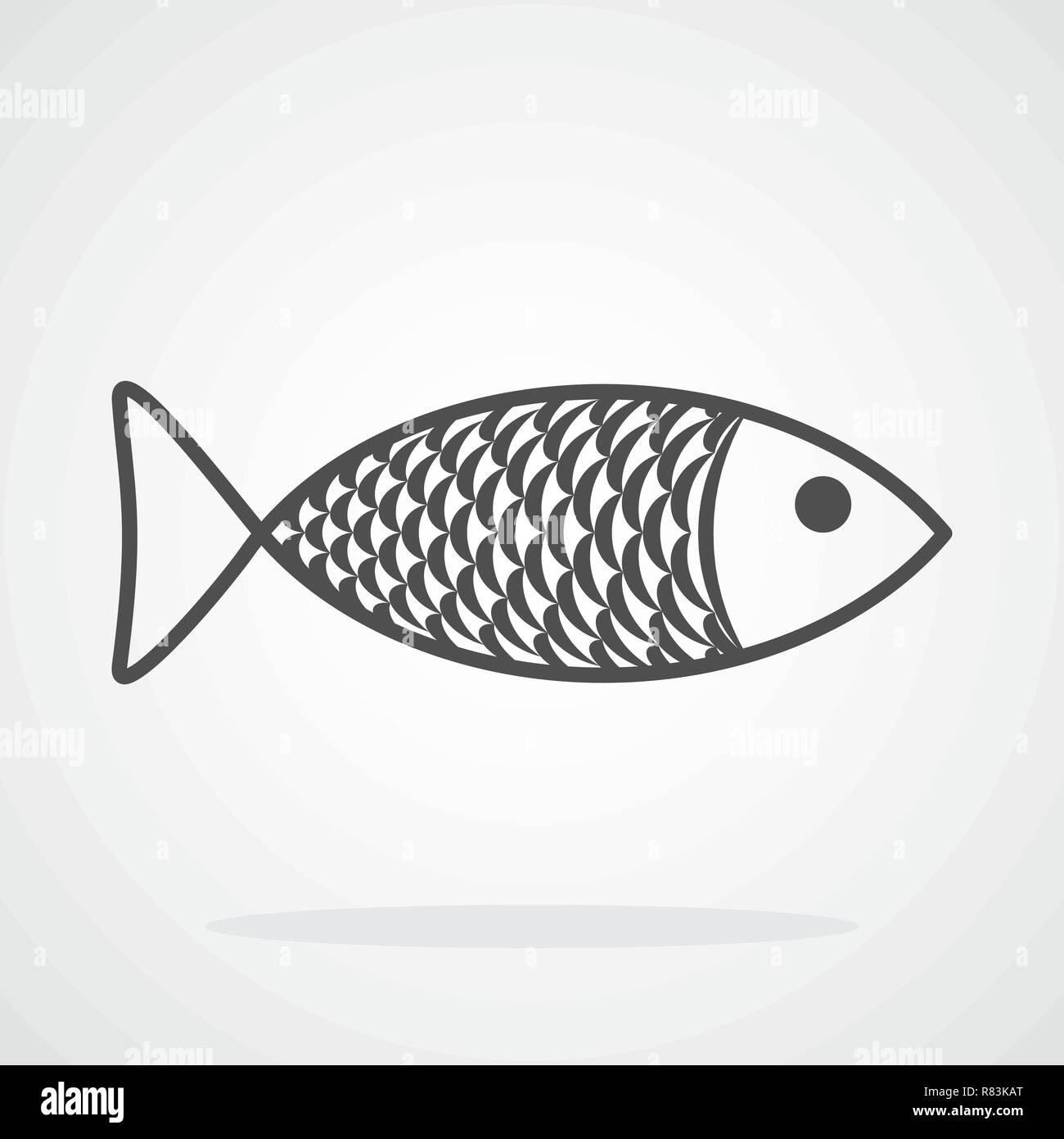 Fisch Symbol isoliert. Vector Illustration. Graue Fisch-symbol in flachen Stil Stock Vektor