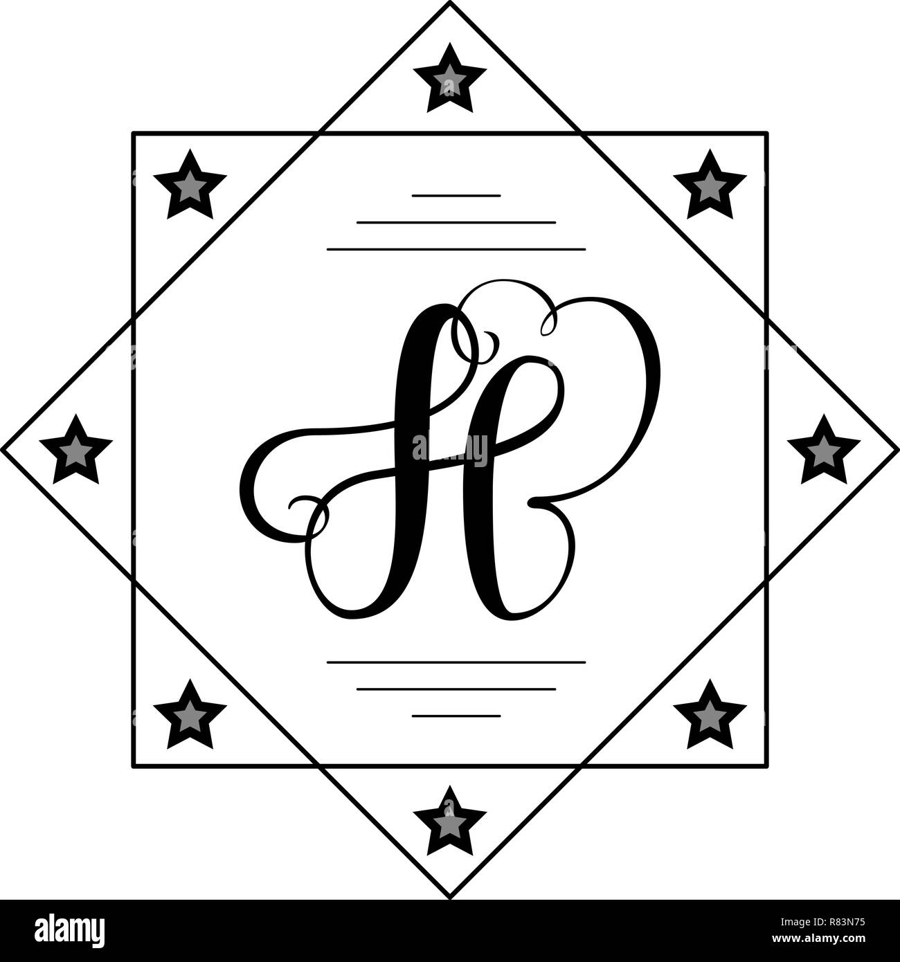 Schone Kupferstich Buchstaben H Kalligraphie Monogramm Design Stock Vektorgrafik Alamy