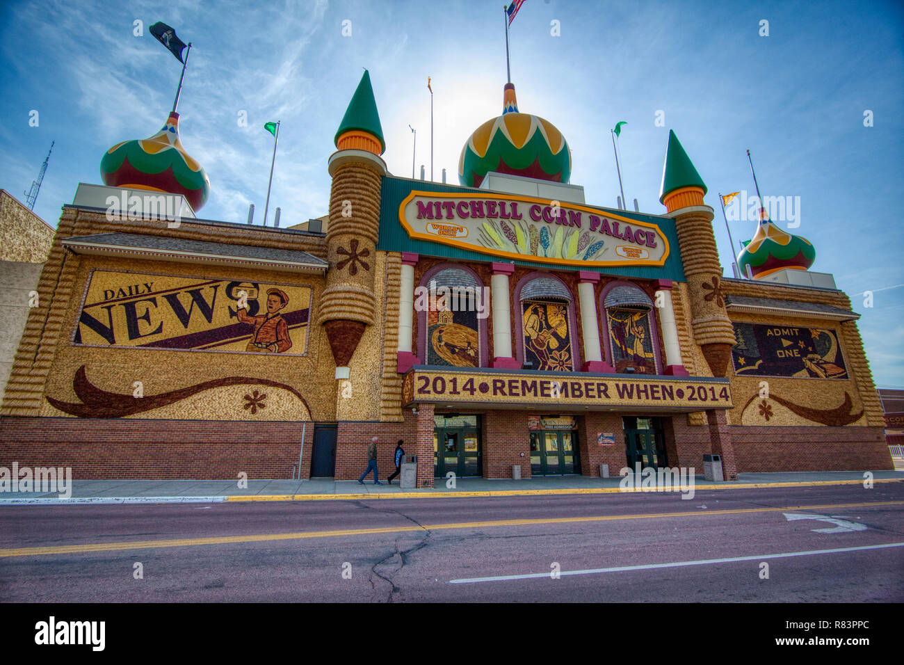 Ein öffentliches Werk verwenden, die durch die Stadt von Mitchell, South Dakota, die Mitchell Corn Palace gehört, sagte der nur Corn Palace in der Welt zu sein. Stockfoto