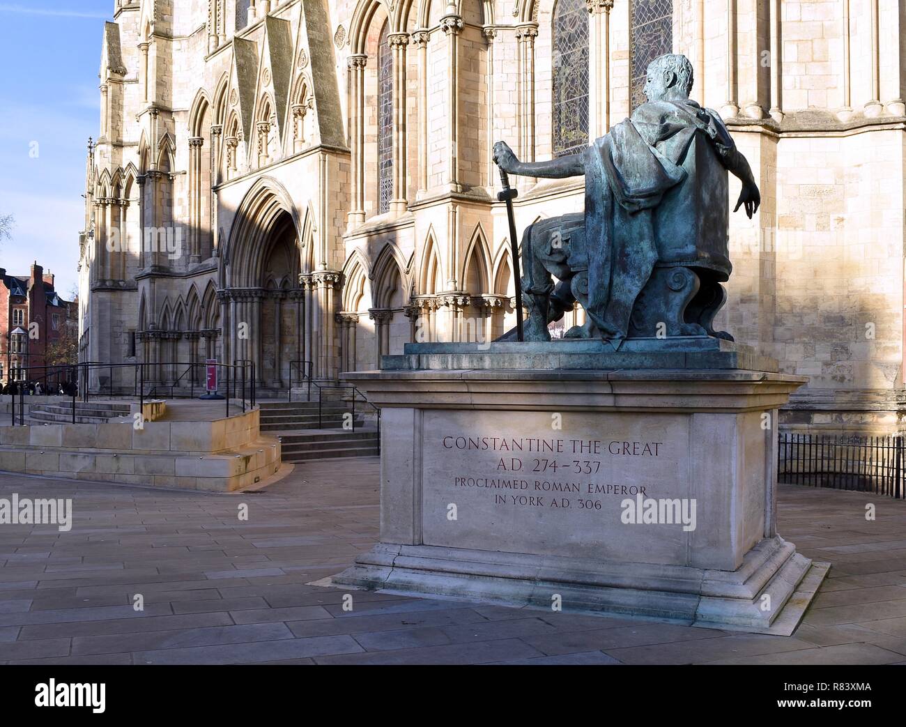 Statue von Konstantin der Große in York. Stockfoto