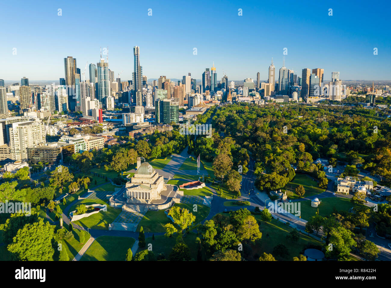 Luftaufnahme von Melbourne CBD Stockfoto