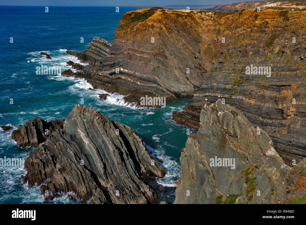 Die Klippen von Capo Sardao, Westküste, der Costa Vicentina, Alentejo, Portugal Stockfoto