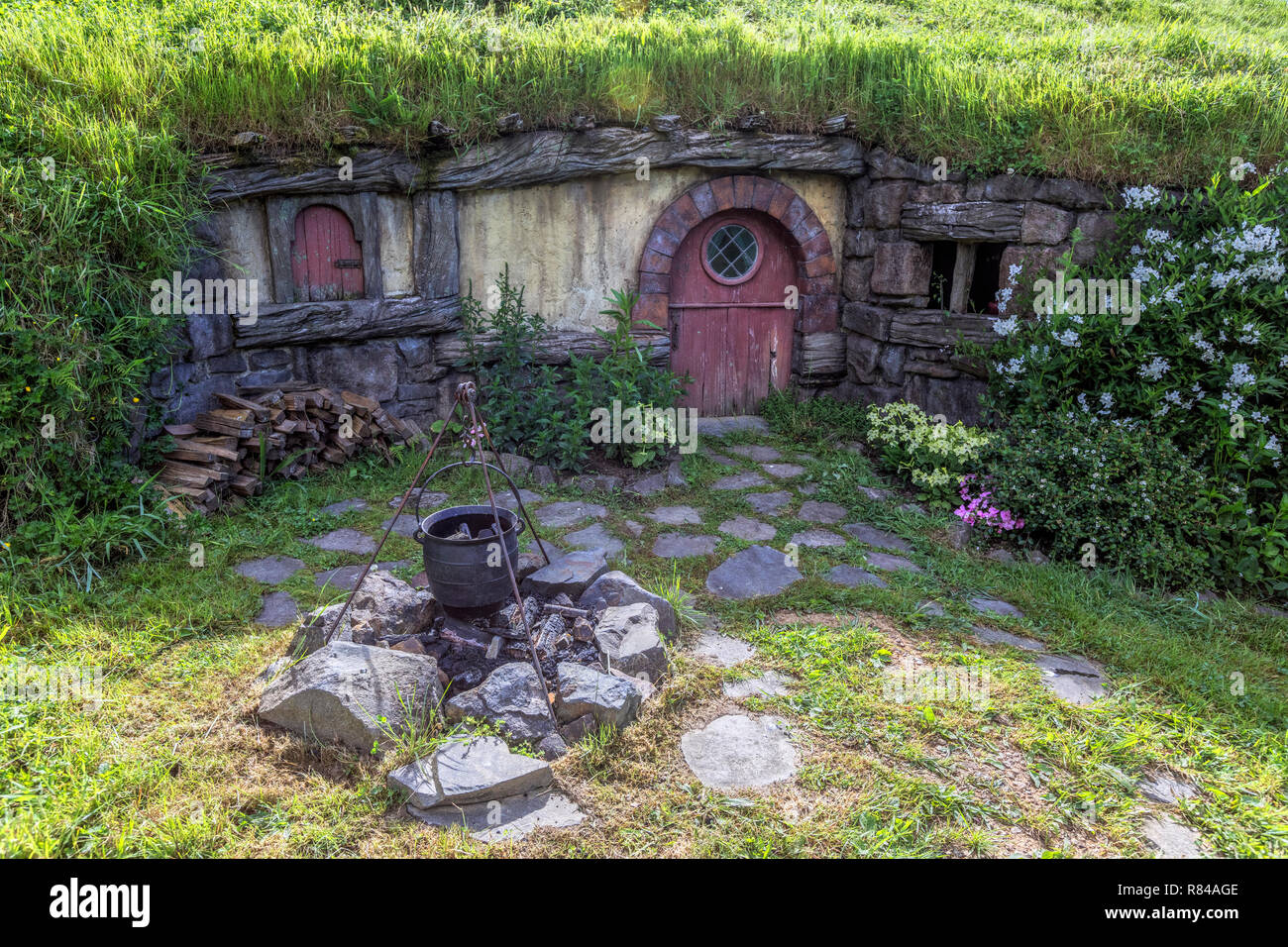 Hobbiton, Film, Waikato, Matamata, Neuseeland Stockfoto