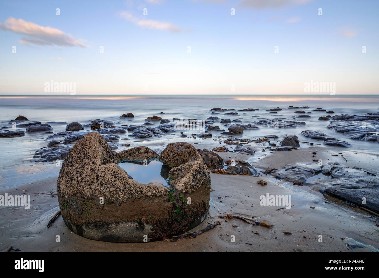 Moeraki Boulders, Koekohe Strand, Otago, Südinsel, Neuseeland Stockfoto