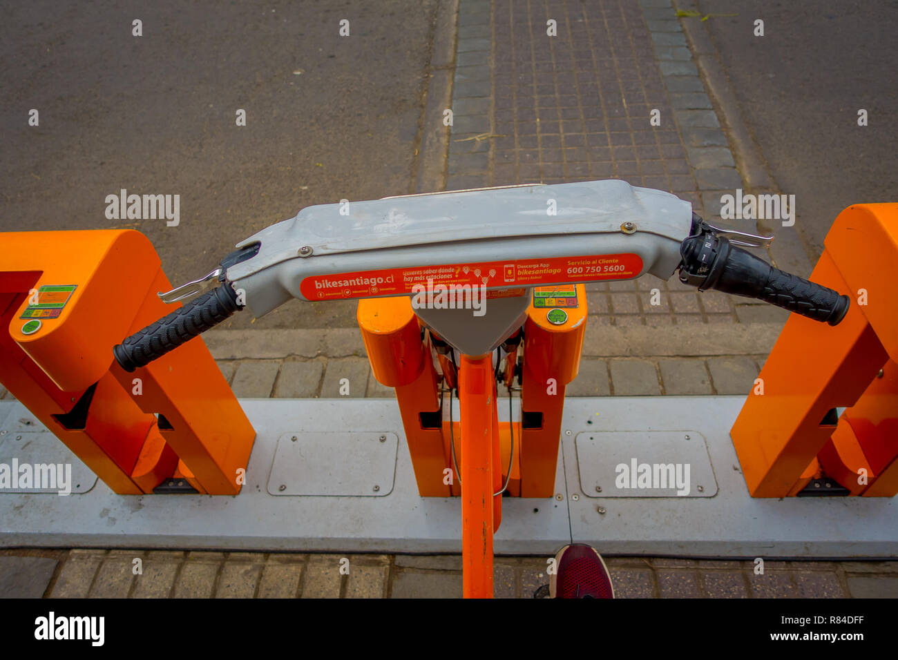 SANTIAGO DE CHILE - Oktober 09, 201: Im freien Blick auf Fahrrad station in Santiago, Chile Stockfoto