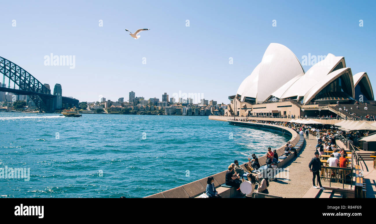 Australien Sidney Opera House Bridge View Stockfoto