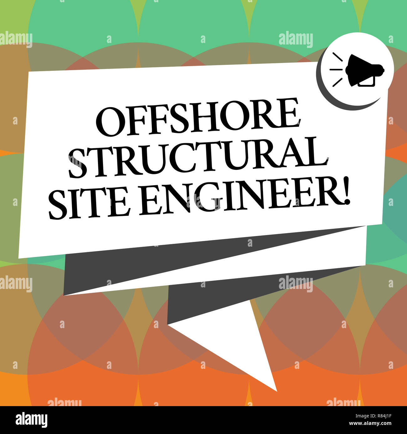 Wort schreiben Text Offshore strukturelle Techniker vor Ort. Business Konzept für Öl- und Gasindustrie engineering Gefaltet 3D-Ribbon Schärpe Megaphon Rede Bubb Stockfoto