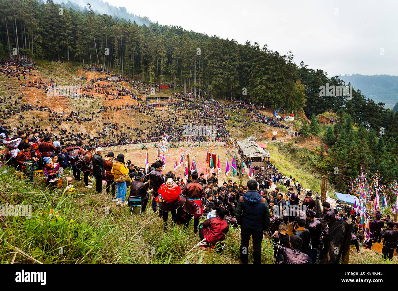 Wasserbüffel kämpfen Festival in Heko Dorf Provinz Guizhou China Stockfoto