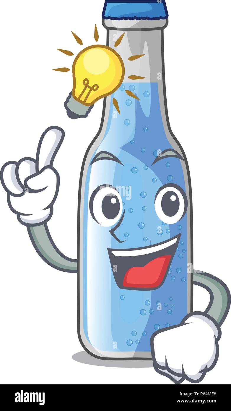 Haben Sie eine Idee Flasche Sodawasser auf Maskottchen isoliert Stock Vektor