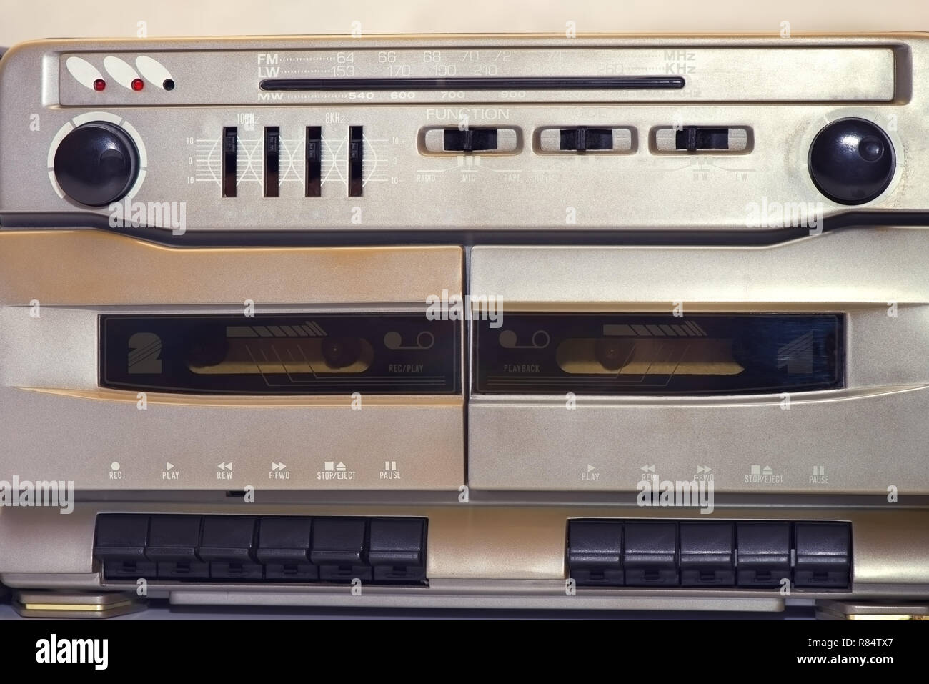 Vintage Stereo Radio Kassettengerät, detail-Bild Stockfoto