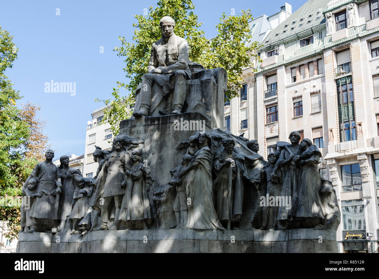 Mihály Vörösmarty Statue, Budapest, Ungarn Stockfoto