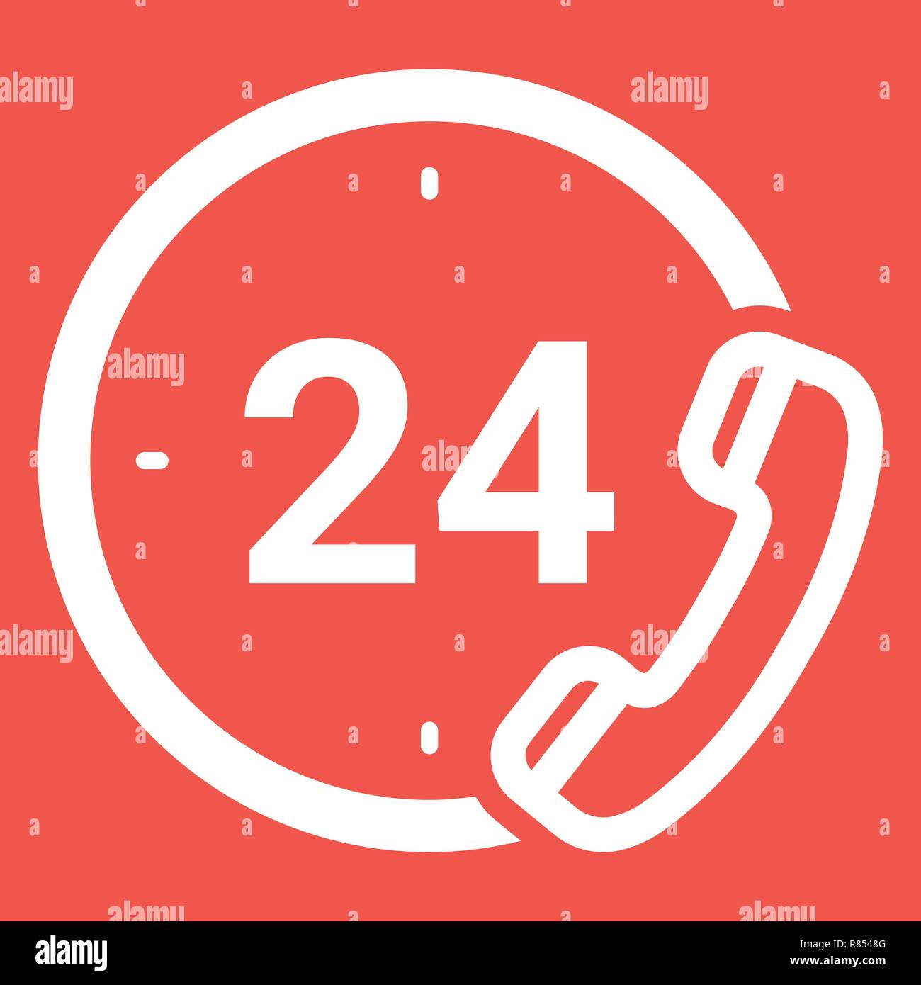 Notdienste 24 Stunden auf einem weißen Hintergrund Symbol isoliert. Vektor Icon Abbildung. Stock Vektor