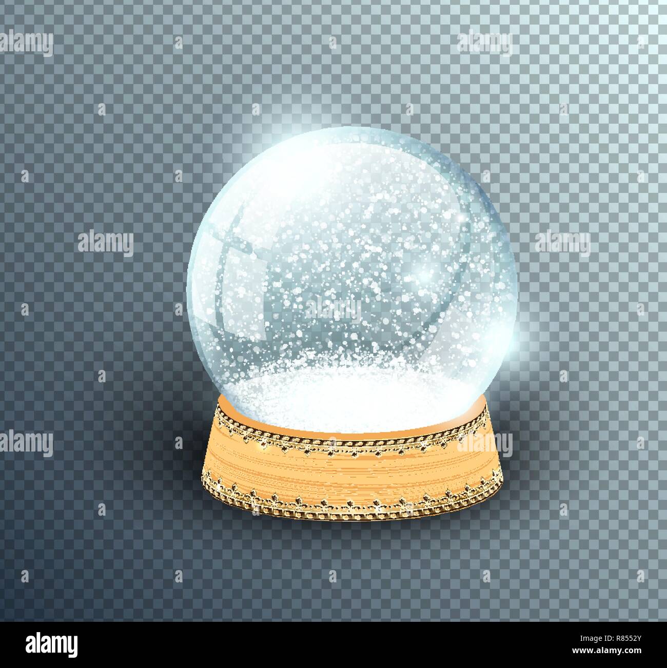 Vektor Schneekugel Leere Vorlage Auf Transparentem Hintergrund Isoliert Weihnachten Magic Ball Glaskugel Kuppel Stand Aus Holz Mit Silber Krone Dekor Stock Vektorgrafik Alamy