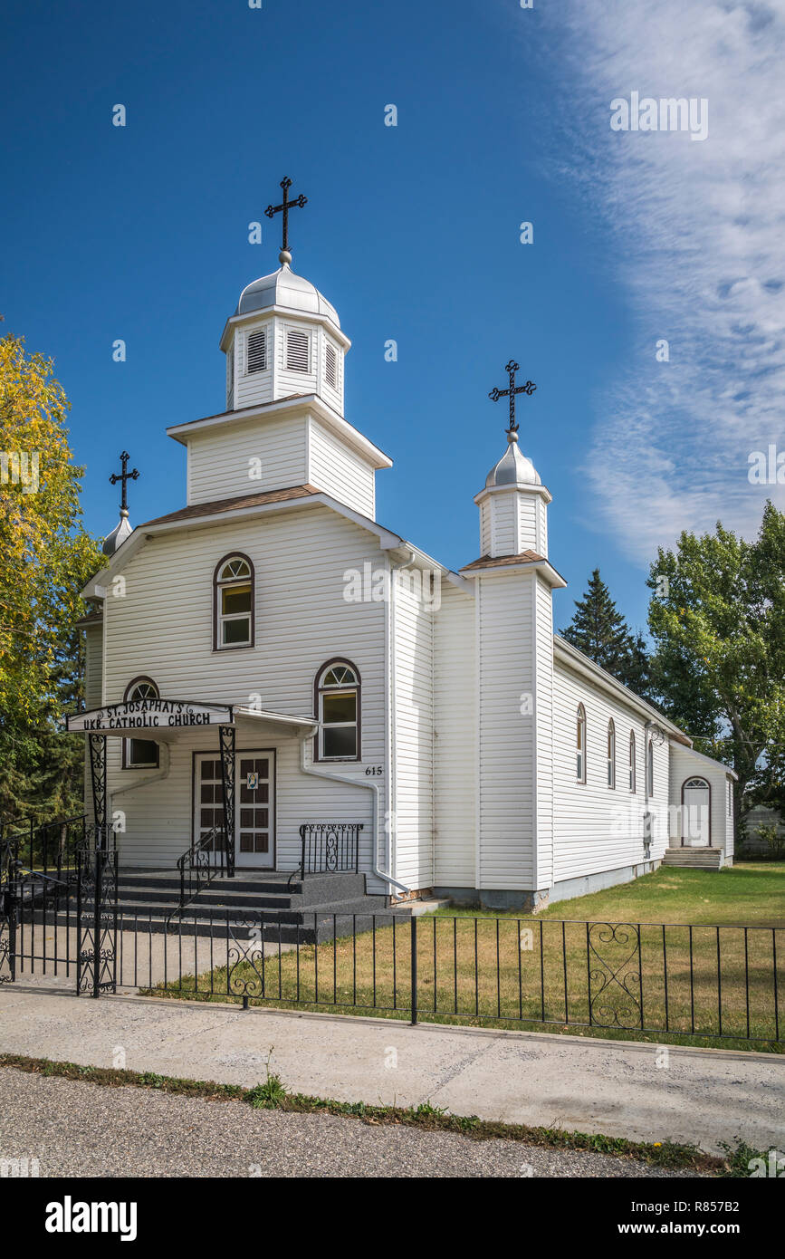 Der St. Josaphat Ukrainische Katholische Kirche in Shoal Lake, Manitoba, Kanada. Stockfoto
