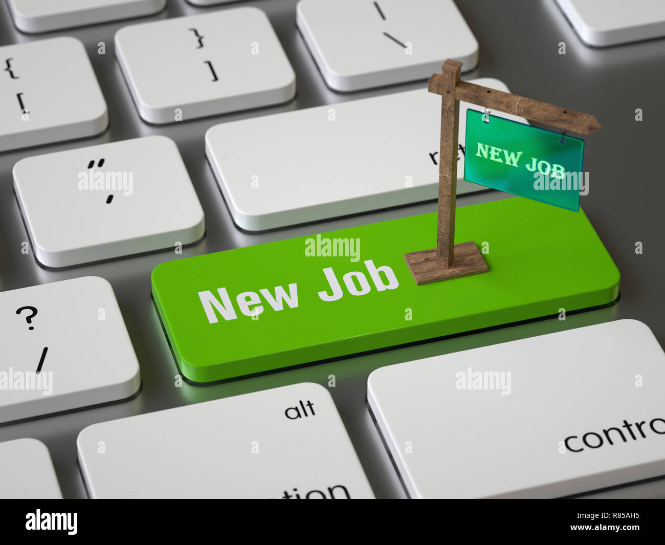 Neuen Job-Taste auf der Tastatur, 3D-Rendering, konzeptionelle Bild. Stockfoto