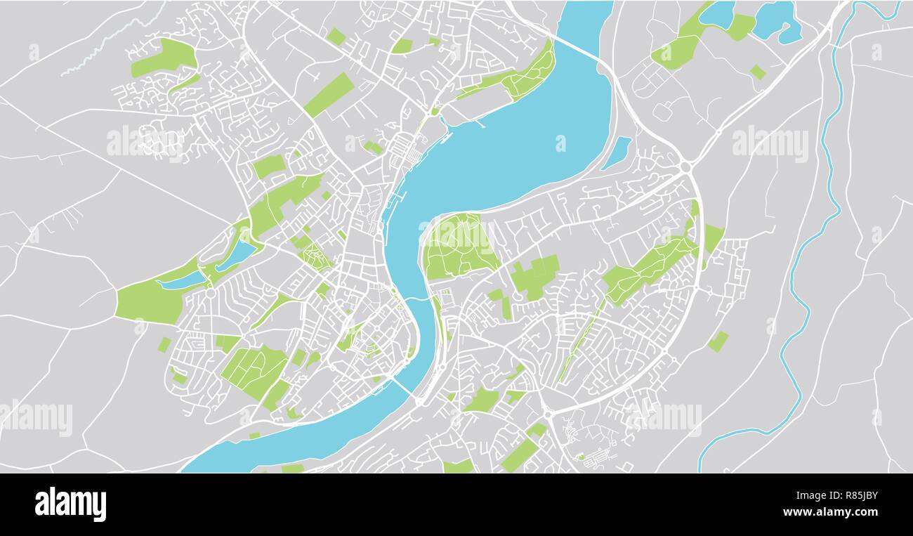 Urban vektor Stadtplan von Derry, Irland Stock Vektor