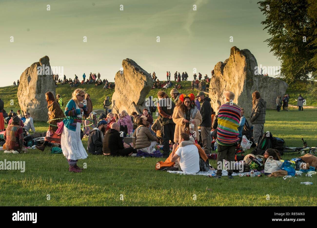 Sommersonnenwende bei Avebury 2018 Stockfoto