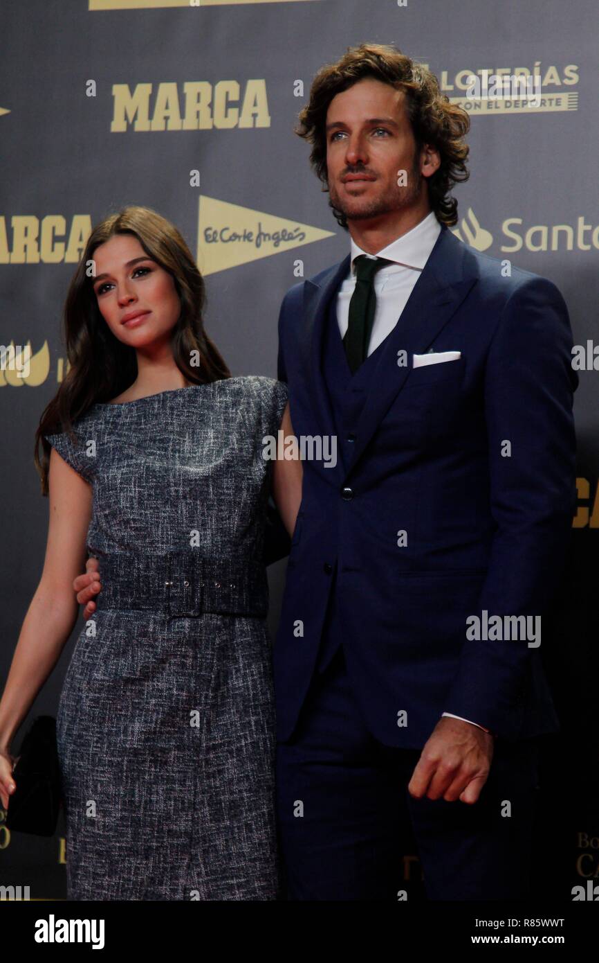 Tennisplayer Feliciano Lopez und Sandra Gago während der 80. Jahrestag der "Marca" Zeitung in Madrid am Donnerstag, den 13. Dezember 2018 Stockfoto