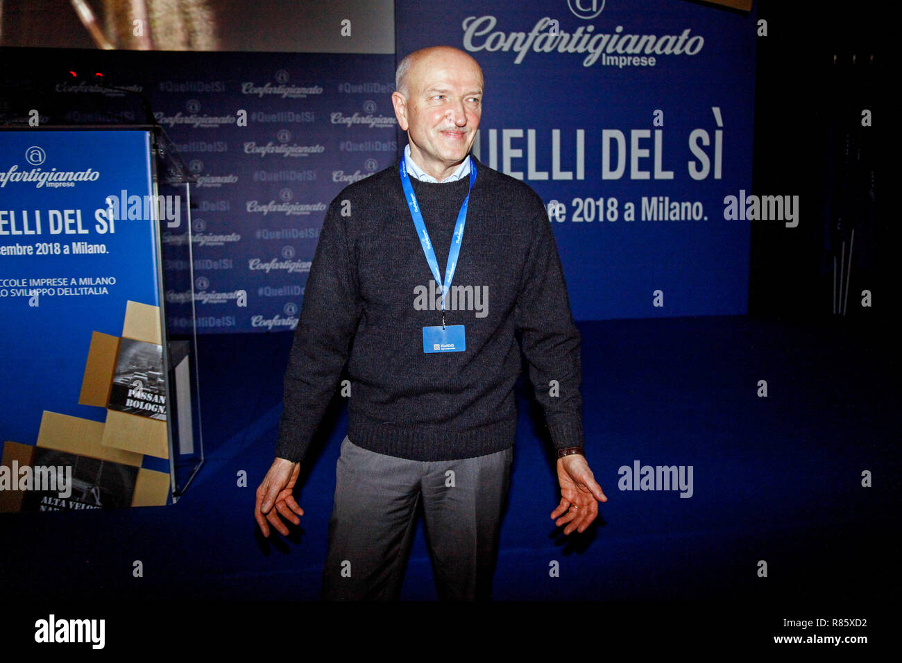 Foto LaPresse - Mourad Touati Balti 13/12/2018 Milano (ITA) - Viale Eginardo 2 Cronaca Manifestazione nazionale Confartigianato Quelli del S&#xec; Nella Foto: Giorgio Merletti, Presidente Confartigianato Stockfoto