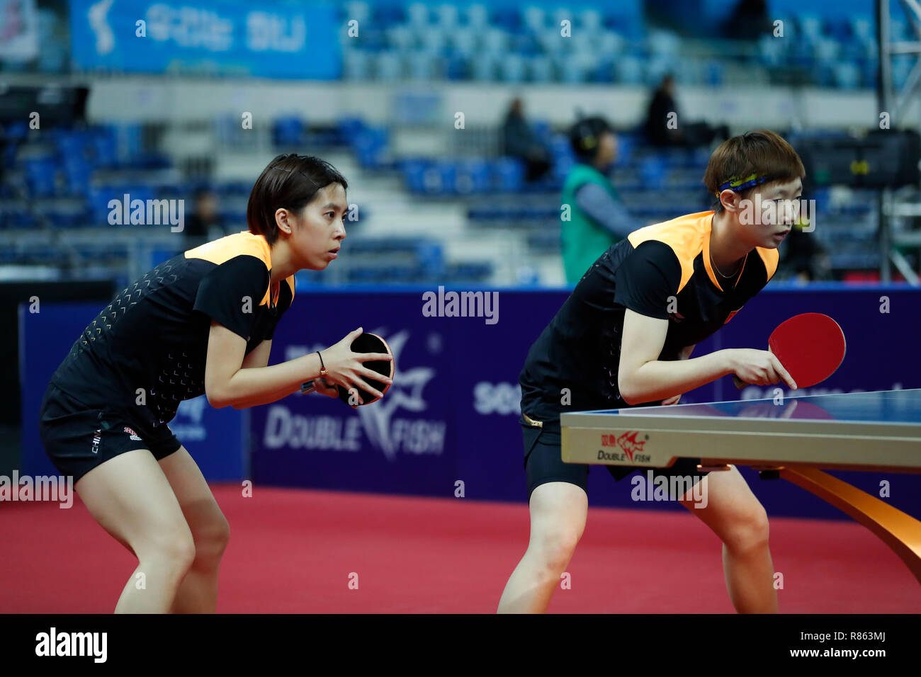 Chen Ke & Wang Manyu (CHN), 13. Dezember 2018 - Tischtennis: Seamaster 2018 ITTF World Tour Grand Finale Frauen verdoppelt Viertelfinale an Namdong Gymnasium in Inchon, Südkorea. (Foto von Naoki Morita/LBA SPORT) Stockfoto