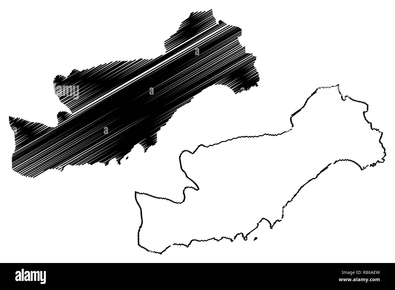 Mersin (Provinzen der Republik Türkei) Karte Vektor-illustration, kritzeln Skizze Mersin ili Karte Stock Vektor