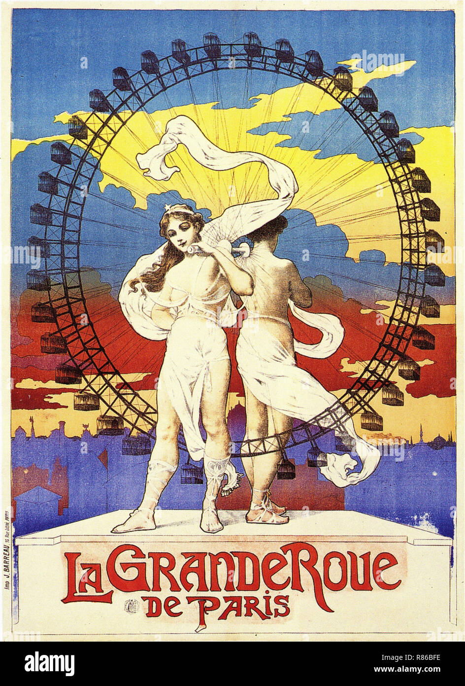 La Grande Roue De Paris - Vintage Plakat Stockfoto