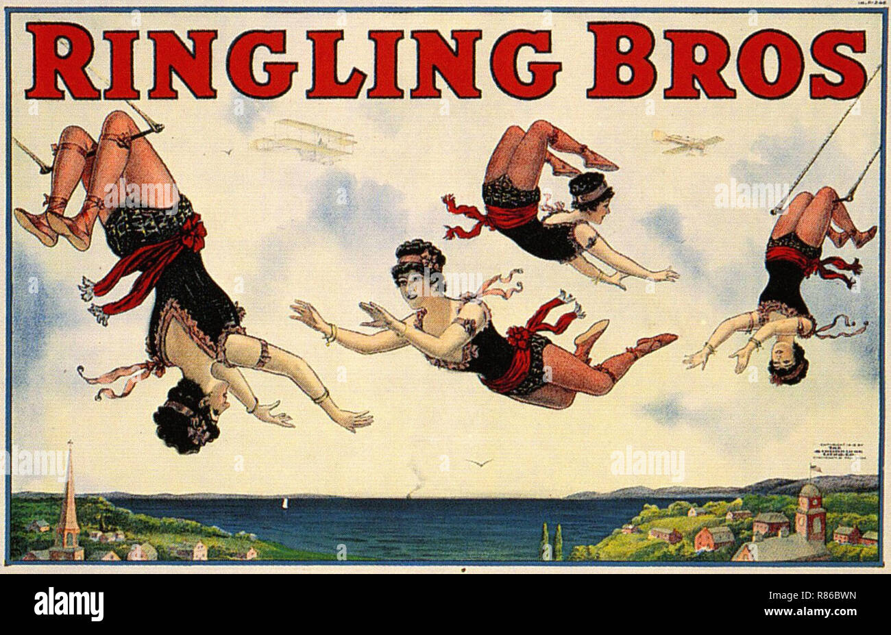 Ringlings Lady Luftakrobaten - Vintage Plakat Stockfoto