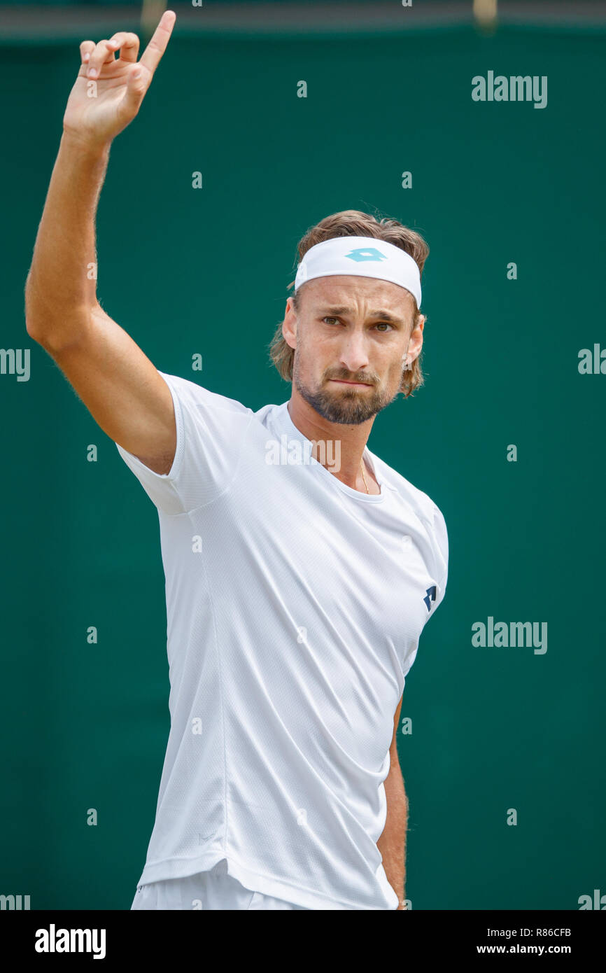 Ruben Bemelmans von Belgien in Aktion während der Wimbledon Championships 2018 Stockfoto