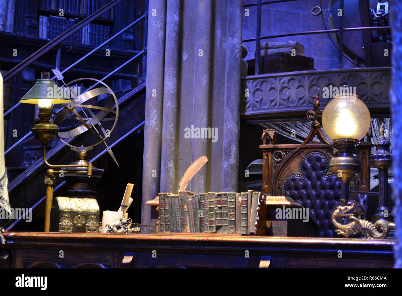 Professor Dumbledores Büro an der Harry Potter in Leavesden Studios, London, UK Stockfoto