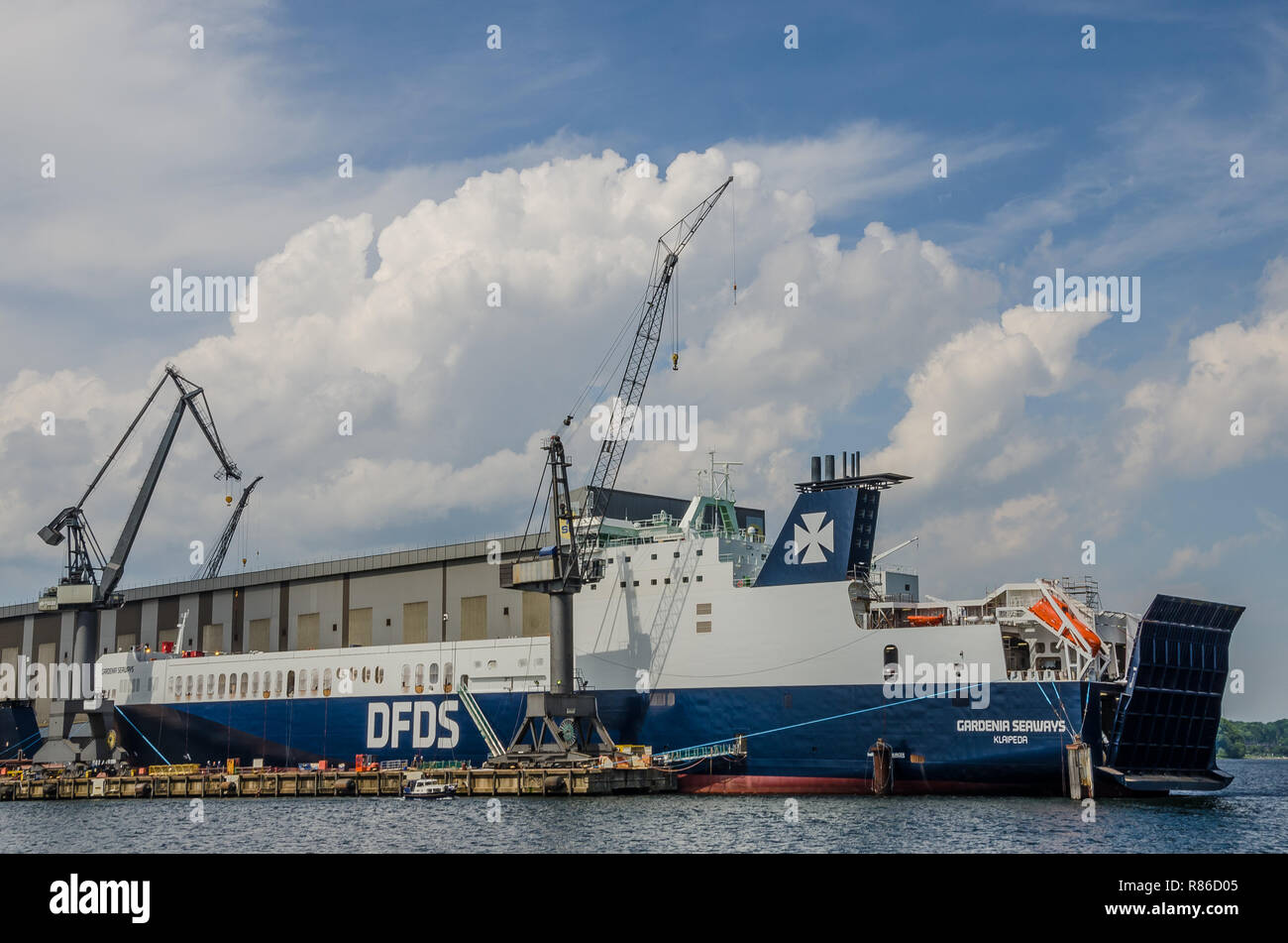 Seit seiner Gründung im Jahr 1872 Flensburger Schiffbau-Gesellschaft FSG entwickelt und mehr als 750 Schiffen, von denen einige einen einzigartigen Design gebaut Stockfoto