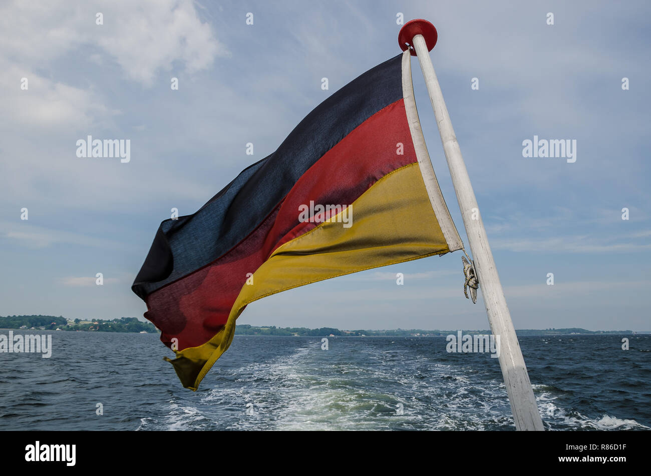 Flensburg liegt in der Nähe der deutsch-dänischen Grenze am Ende der ca. 35 km langen Flensburger Förde. Stockfoto