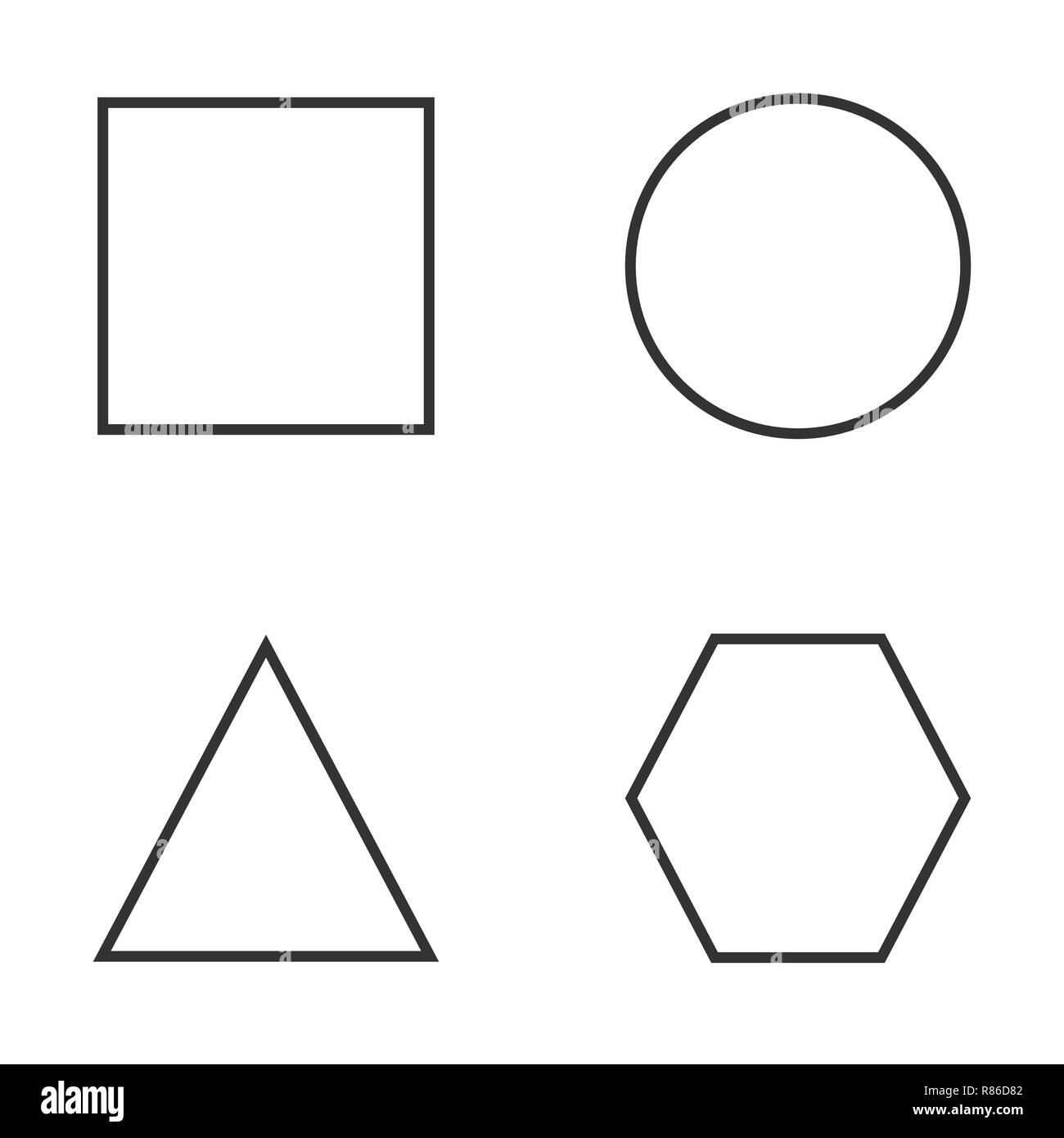 Grundlegende geometrische Formen Icon Set. Vector Illustration, flache Bauform. Stock Vektor