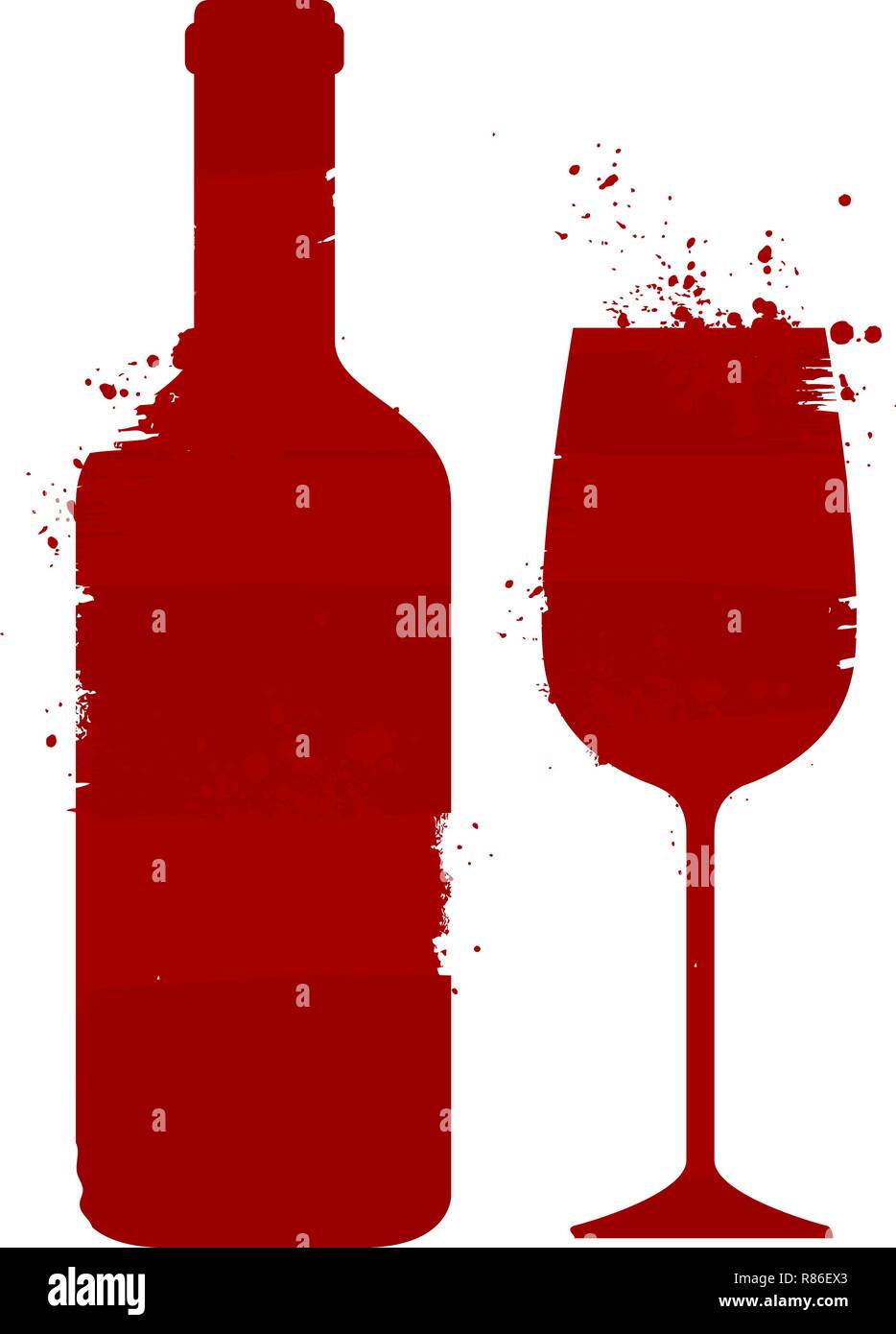 Flasche Wein und Glas. Alkoholisches Getränk. Abstract Vector Illustration Stock Vektor