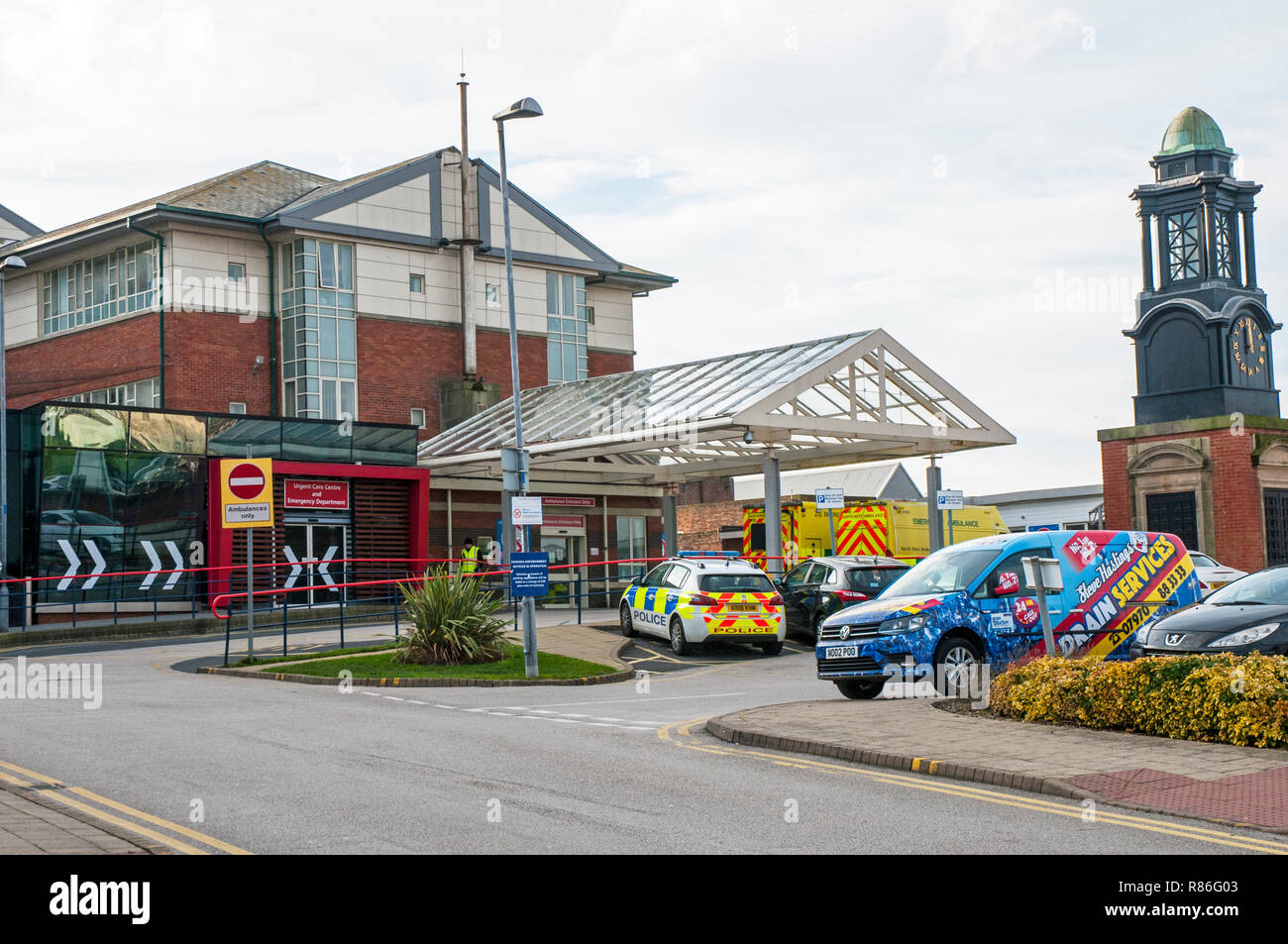 Blackpool Victoria Hospital Urgent Care Center und Unfall und Notfall eintritt. Stockfoto