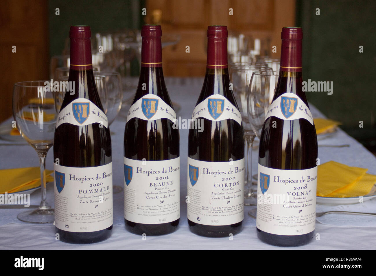 Hospices de Beaune Burgund Wein Flasche Stockfoto