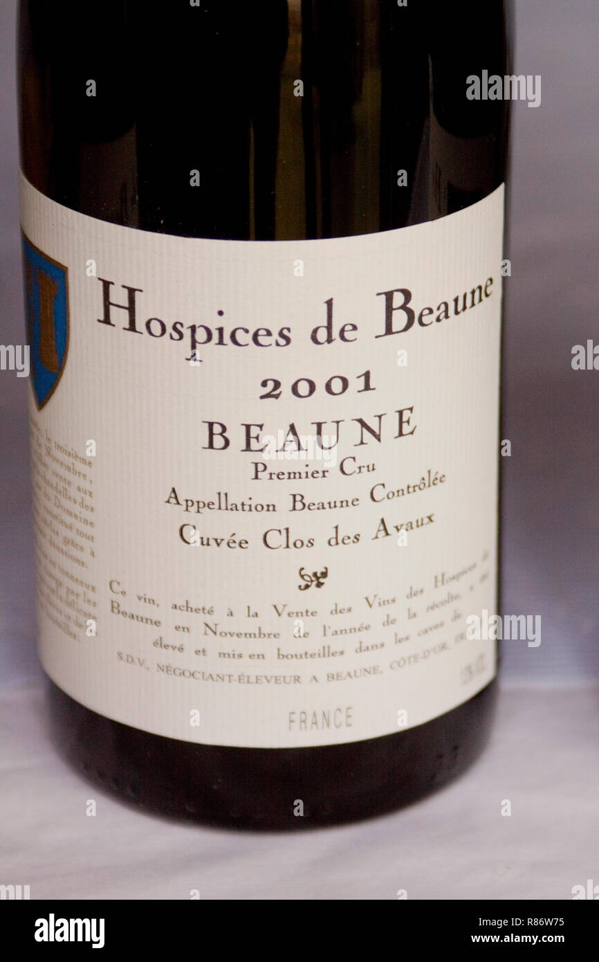 Hospices de Beaune Burgund Wein Flasche Stockfoto