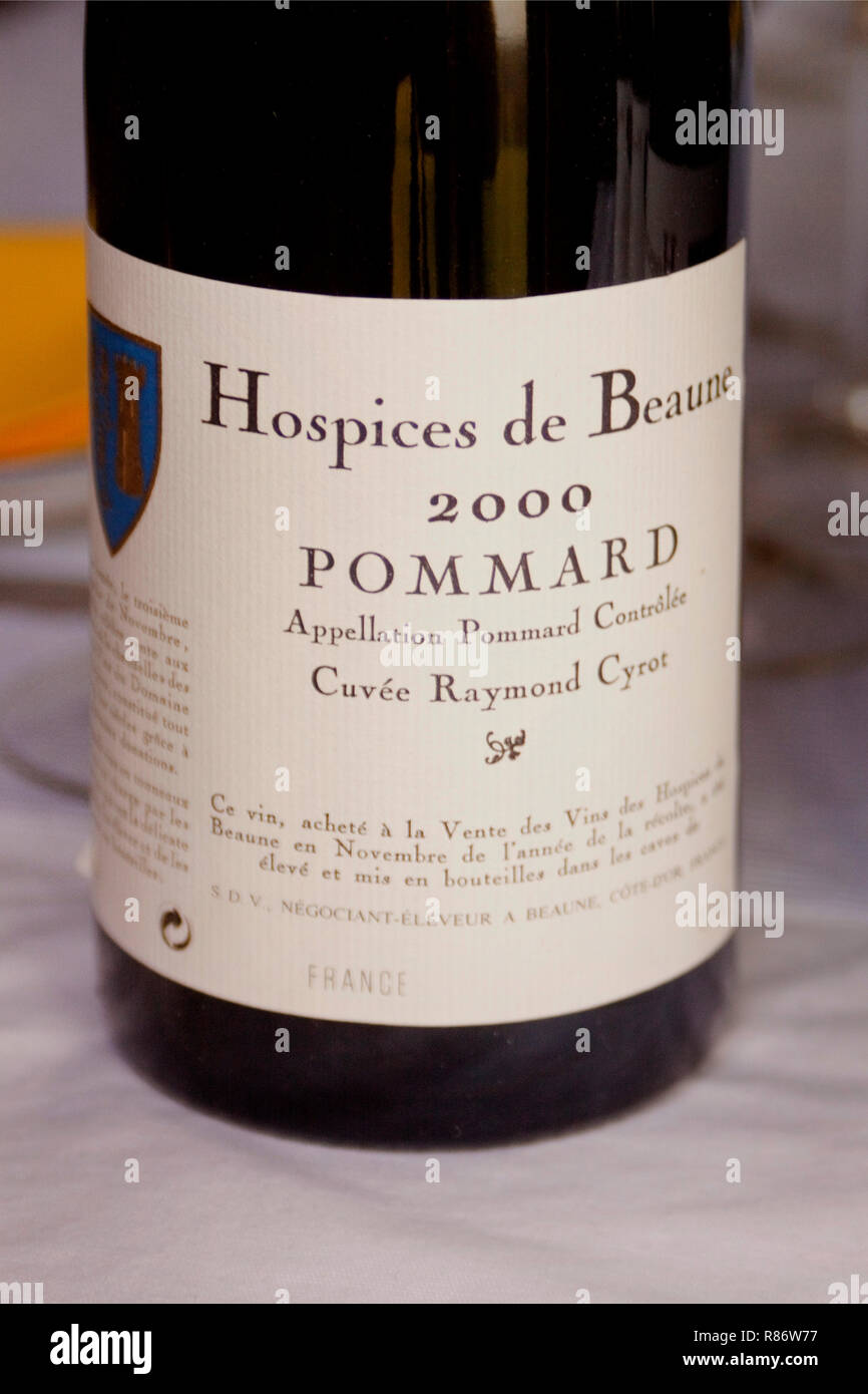 Hospices de Beaune Burgund Wein Flasche Stockfoto