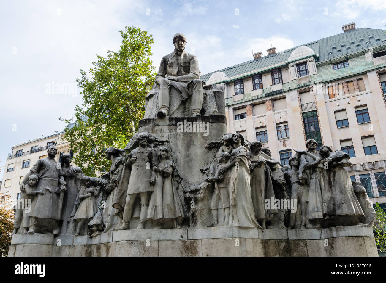 Mihály Vörösmarty Statue, Budapest, Ungarn Stockfoto