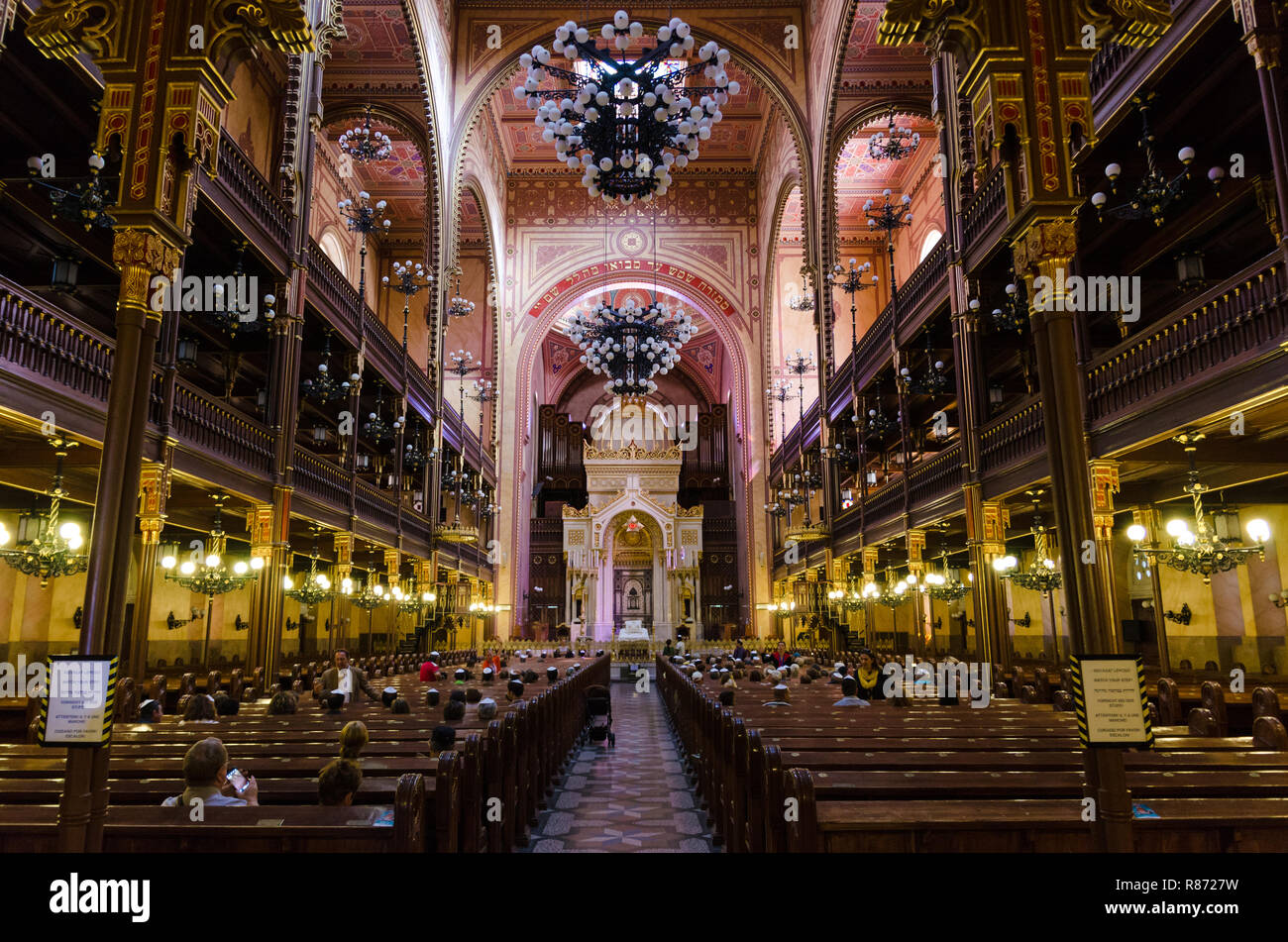 Das Innere der Dohany Synagoge oder Große Synagoge, Budapest, Ungarn Stockfoto