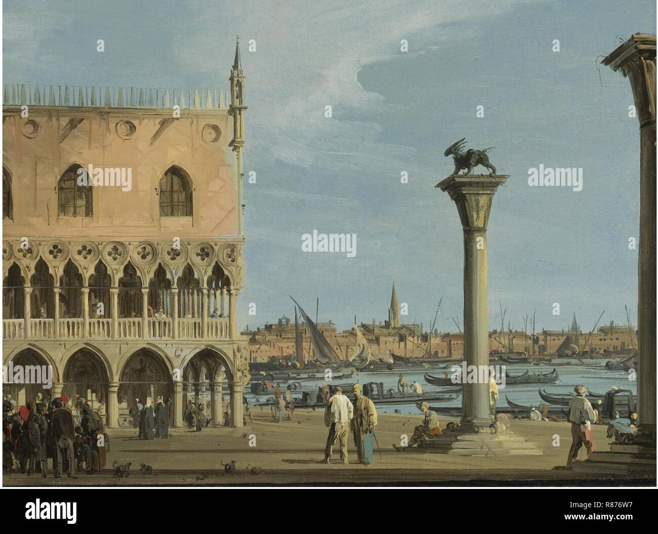 Canaletto - Blick auf die Piazetta mit der südwestlichen Ecke des Dogenpalastes. Stockfoto