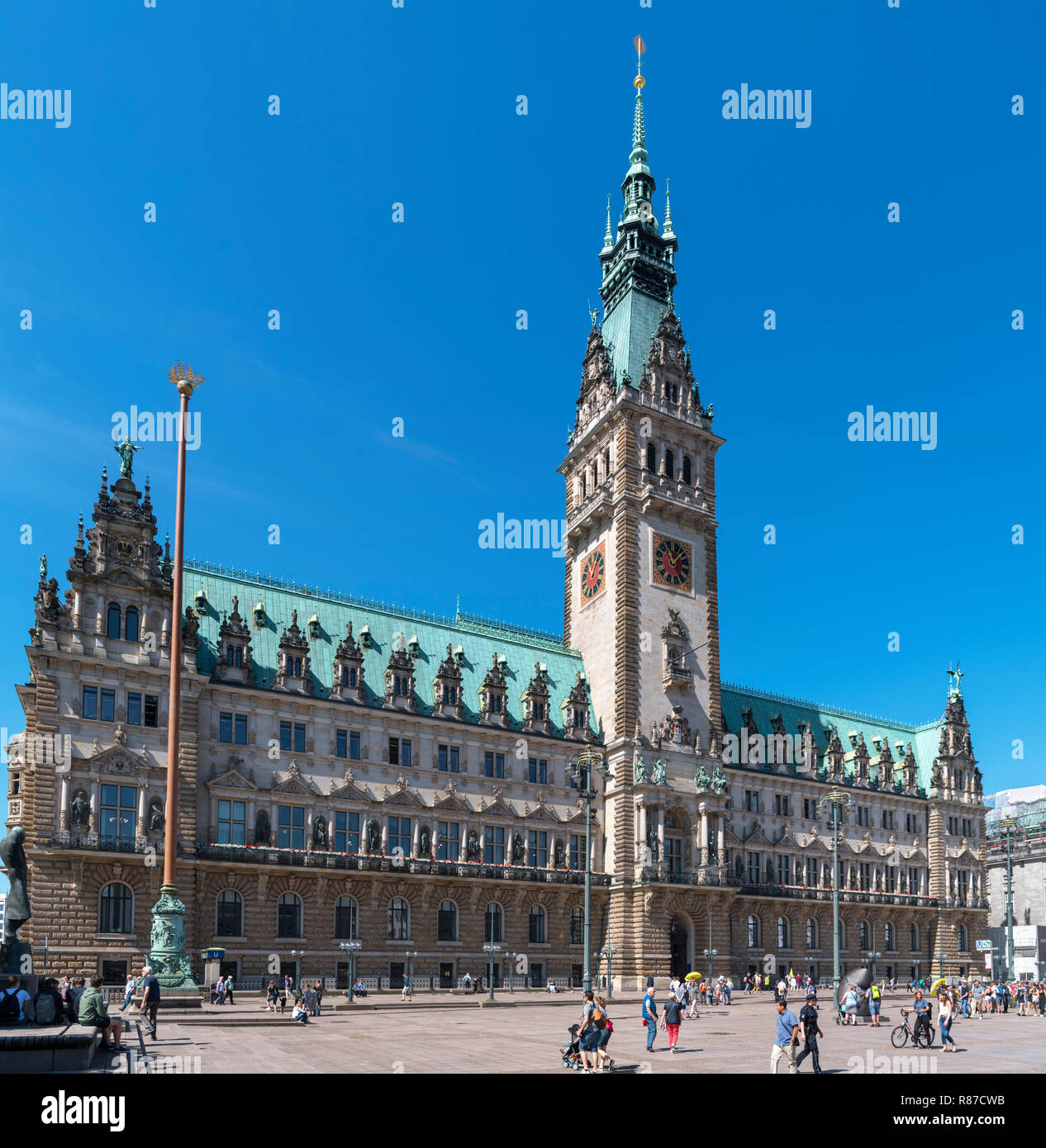Rathaus (Rathaus) vom Rathausmarkt, Hamburg, Deutschland Stockfoto