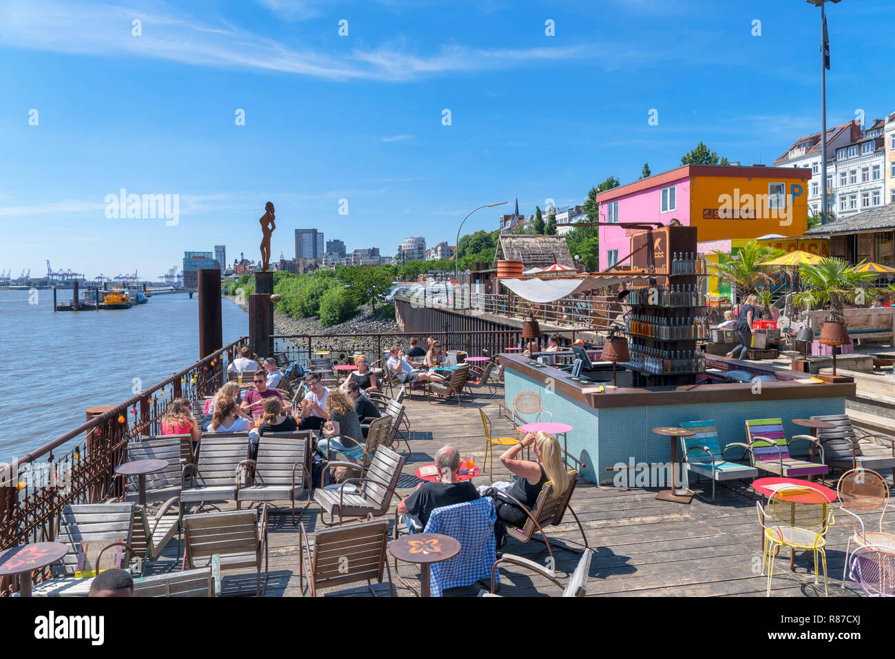 Strandpauli Stadt Strand an der Norderelbe, Hamburg, Deutschland Stockfoto