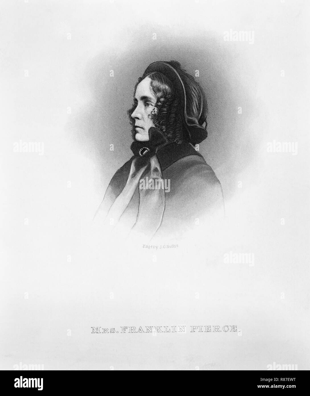 Frau Franklin Pierce (1806-63), Kopf und Schultern Portrait nach Links, Gravur von John Chester Buttre, 1886 Stockfoto
