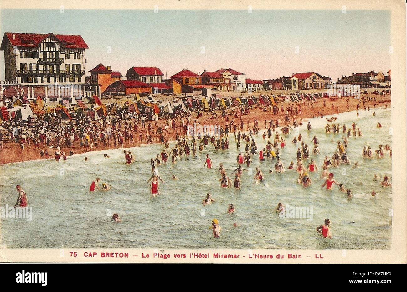 Capbreton - La plage vers l'Hotel Miramar. Stockfoto