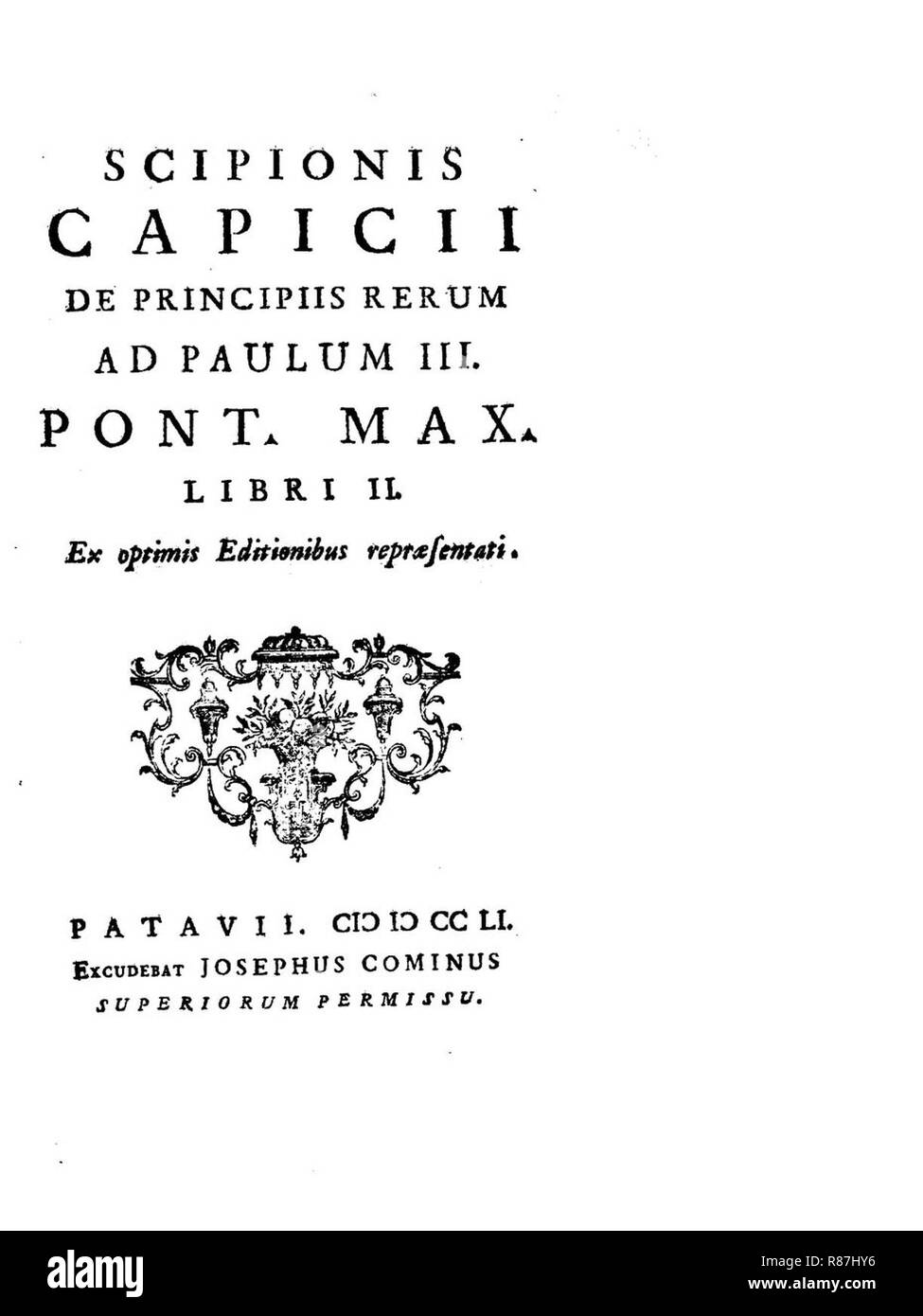 Capece, Scipione-De principiis rerum, 1751 - 1232933 BEIC. Stockfoto