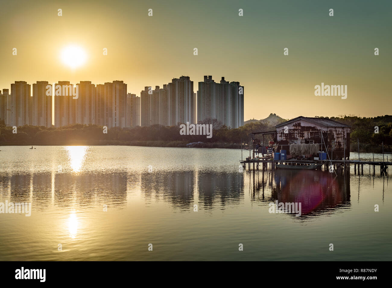 Die schöne Landschaft in der Nähe der Grenze von Shenzhen in New Territories, Hong Kong Stockfoto