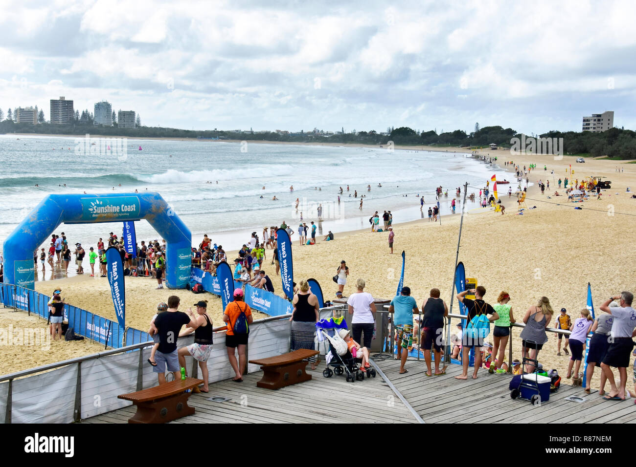 Schöne MOOLOOABA BEACH QUEENSLAND AUSTRALIEN Stockfoto