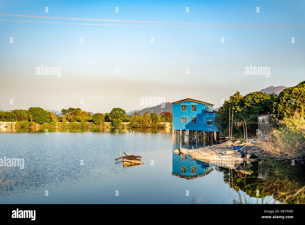 Die schöne Landschaft in der Nähe der Grenze von Shenzhen in New Territories, Hong Kong Stockfoto