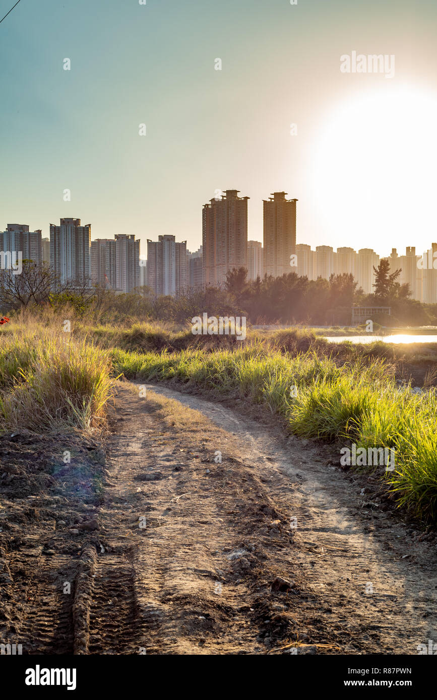 Die schöne Landschaft in der Nähe der Grenze von Shenzhen in New Territories, Hong Kong Stockfoto